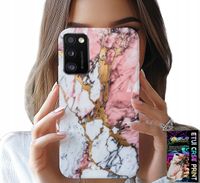 ETUI DO SAMSUNG GALAXY A41 - RÓŻOWO BIAŁY MARMUREK, KAMIENNE WZORY