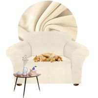 POKROWIEC NA FOTEL KANAPĘ SOFĘ ELASTYCZNY WELUR AKSAMIT 90-140 KREMOWY