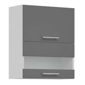 Tiffany T-9/G60W Szary połysk MDF szafka witryna szybko