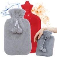 Termofor ogrzewacz rozgrzewacz gumowy w pokrowcu pluszowym na wodę czerwony