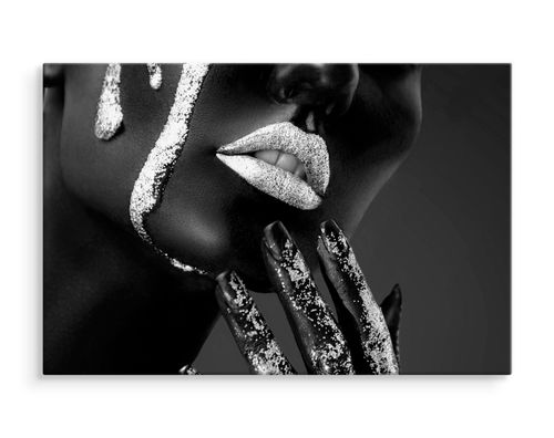 Obraz Na Płótnie KOBIETA Srebrny Make Up 100cm x 70cm na Arena.pl