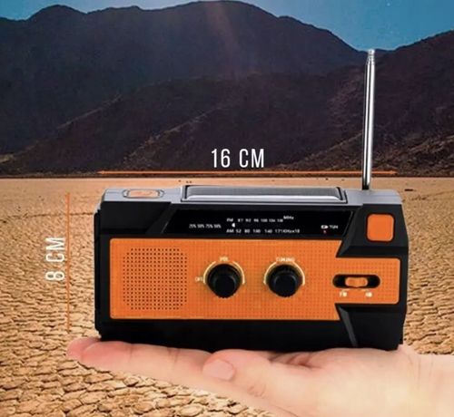 PRZENOŚNE RADIO SOLARNE KORBKA ALARM DYNAMO AWARYJNE LATARKA 4000mAh na Arena.pl