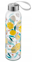 Butelka szklana na wodę soki Sophie 500 ml napis "lemon" owocowy nadruk
