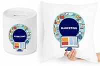 Dla Marketingowca Zestaw Poduszka + Skarbonka Z Nadrukiem Ze Zdjęciem
