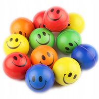 12x PIŁKA PIANKOWA SMILE KOLOROWA ZABAWKA SOFT ANTYSTRES LEKKA MIĘKKA 6cm