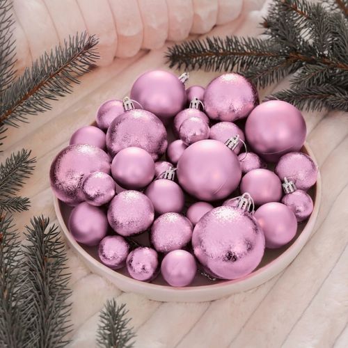 BOMBKI CHOINKOWE NIETŁUKĄCE 6/4/3CM ZESTAW OZDÓB CHOINKOWYCH 101 SZT RÓŻOWY na Arena.pl