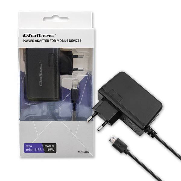 Qoltec Ładowarka sieciowa 15W 5V 3A micro USB zdjęcie 1