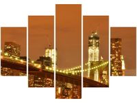 105CM 150CM OBRAZ 5 ELEM BROOKLYN BRIDGE WTC DRUK