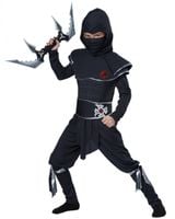 Strój BLACK NINJA SAMURAJ GWIAZDA WOJOWNIK 110/120 TORS MIĘŚNIE
