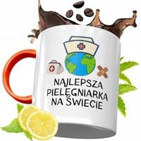 Kubek Pomarańczowy Dla Pielęgniarki Na Prezent Z Nadrukiem Ze Zdjęciem