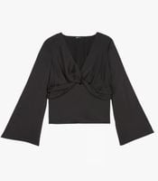 gina tricot Flowing satin-finish V-neck top - Black 36