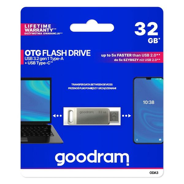 GOODRAM pendrive OTG USB A + Typ C ODA3 32GB USB3.2 zdjęcie 1