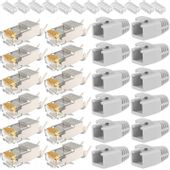 WTYKI EKRANOWANE STP FTP RJ45 KAT.6A KAT.7 THROUGH POZŁACANE 10GB/S 12 SZT.