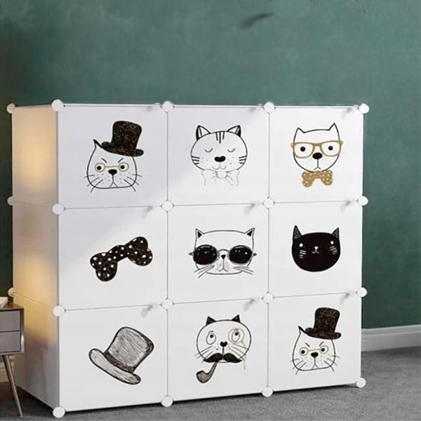 SZAFA MODUŁOWA DLA DZIECI BIAŁA Z MOTYWEM BAJKOWYM DUŻA GARDEROBA 9 PÓŁEK zdjęcie 9
