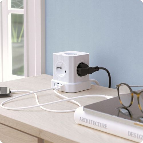 Biały Listwa Zasilająca Voomy PowerCube S6 z Jednym USB-C i Trzema USB-A na Arena.pl