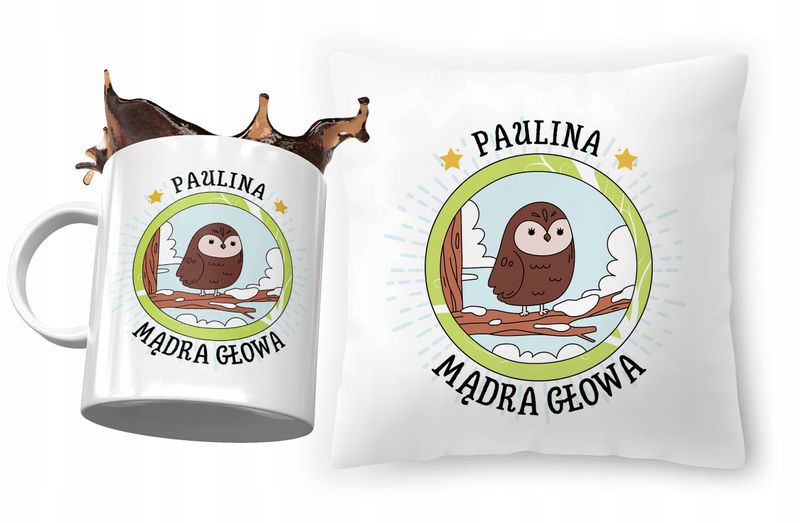 Zestaw Dla Pauliny Poduszka + Kubek Dla Dziecka Z Nadrukiem Ze Zdjęciem zdjęcie 1