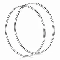ELEGANCKIE KLASYCZNE SREBRNE GŁADKIE KOLCZYKI DUŻE KOŁA KÓŁKA 2MM 5CM SREBR