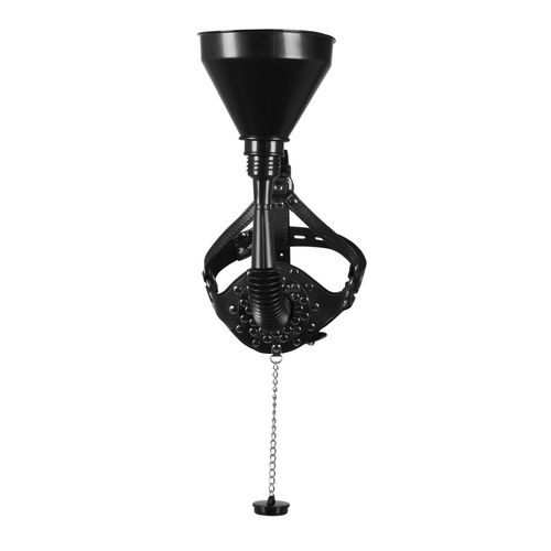 open mouth gag head harness with funnel   black na Arena.pl