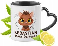 Kubek Czarny Z Uszkiem W Kształcie Serca Dla Sebastiana Idealny Na Prezent