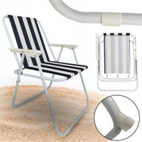 WYGODNE KRZESŁO OGRODOWE SKŁADANE PLAŻA ATENA 73 cm NIEBIESKO-BIAŁY