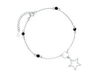 RODOWANA SREBRNA BRANSOLETA GWIAZD CZARNE CYRKONIE