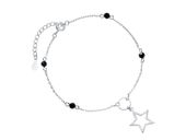 RODOWANA SREBRNA BRANSOLETA GWIAZD CZARNE CYRKONIE