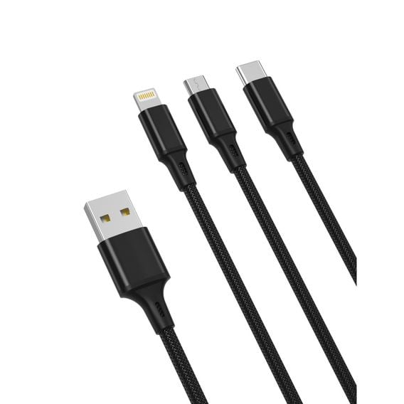 XO Kabel 3w1 USB Lightning + USB-C + microUSB, Przewód 3w1 USB Lightning zdjęcie 1