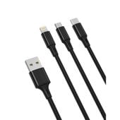 XO Kabel 3w1 USB Lightning + USB-C + microUSB, Przewód 3w1 USB Lightning