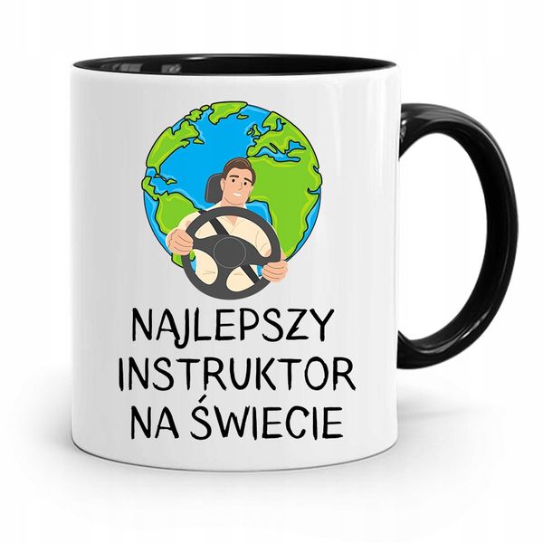 Dla Instruktora Prawa Jazdy Kubek Czarny Prezent Z Nadrukiem Ze Zdjęciem zdjęcie 1