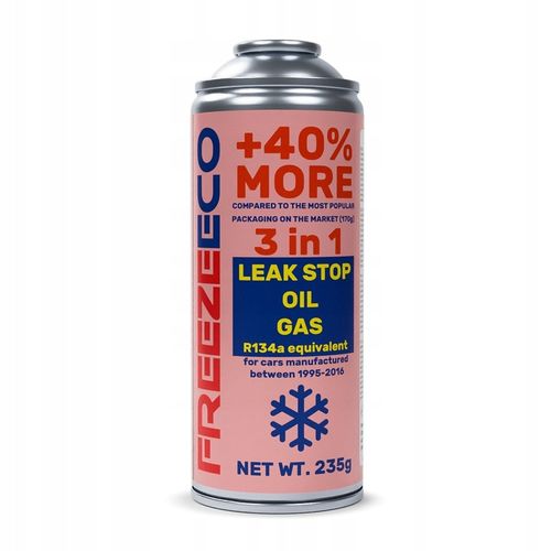 R134A GAZ 3w1 + WĄŻ do nabijania Klimatyzacji Czynnik Olej Uszczelniacz na Arena.pl