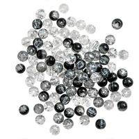 koraliki szklane spękane 8mm 100szt białe czarne s