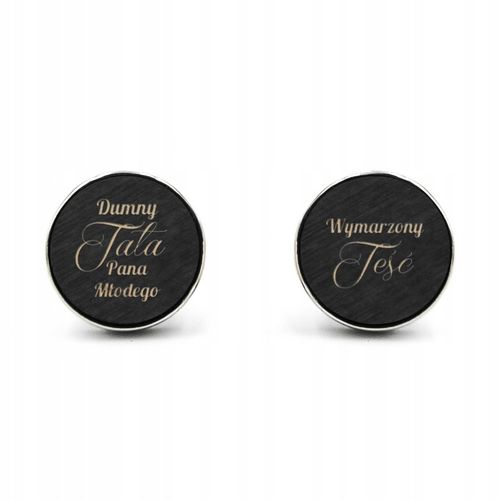 Spinki do mankietów drewniane z grawerem TATA/TEŚĆ na Arena.pl