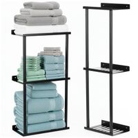 Wieszak łazienkowy na ręczniki, ścienny trzypoziomowy, czarny