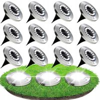 12x LAMPA SOLARNA OGRODOWA GRUNTOWA WBIJANA NAJAZDOWA 16 LED ŚWIECĄCY DYSK