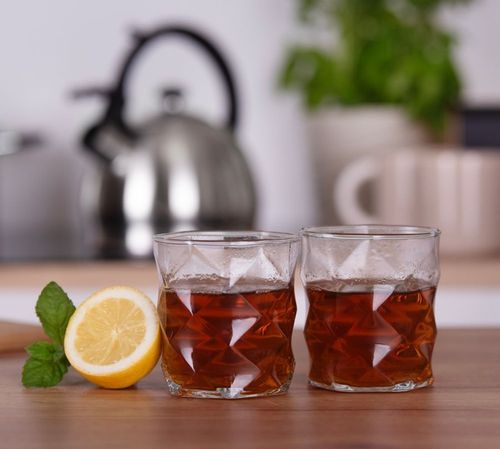 Komplet zestaw 12 szklanek do napojów wody drinków 330 ml geometryczny wzór na Arena.pl