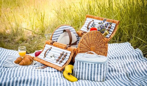 Pleciony kosz piknikowy wiklinowy dla 2 osób ogród termotorba talerze na Arena.pl