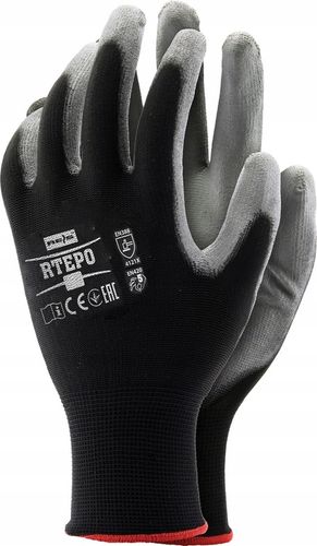 rękawice robocze / czarno-szare / rozmiar: 8 - m / rtepo_bs8 na Arena.pl