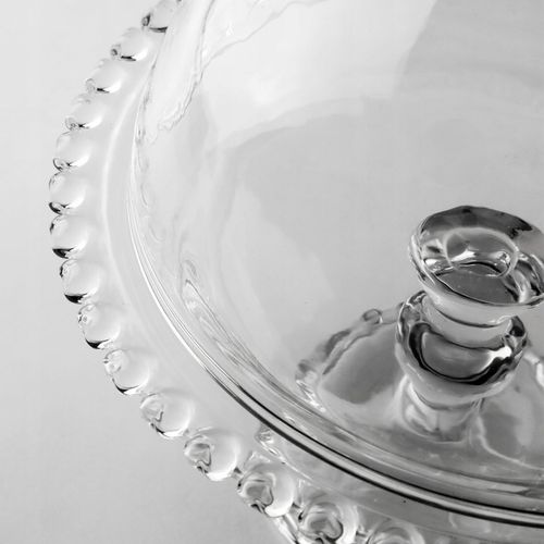 PATERA SZKLANA Z KLOSZEM I NÓŻKĄ 19,5CM NA CIASTO DESER SERY DO SERWOWANIA na Arena.pl