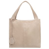 VERA PELLE torebka damska zamszowa shopper klasyczna na ramię V624 beżowa