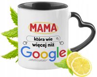 Dla Mamy Kubek Czarny Z Uszkiem W Kształcie Serca Na Prezent Z Nadrukiem