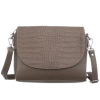 VERA PELLE torebka damska skórzana listonoszka kroko z paskiem V604 c.taupe