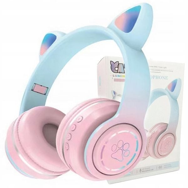 SŁUCHAWKI BEZPRZEWODOWE DLA DZIECI KOCIE USZY SLUCHAWKI DLA DZIEWCZYNKI zdjęcie 6