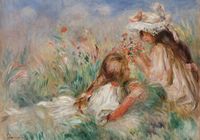 Plakat 100x70cm Girls in the Grass, Pierre-Auguste Renoir do Salonu