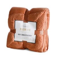 Koc ceglasty 200x220 TEDY flano baranek miękki i ciepły stylowy