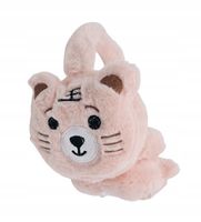 Mięciutkie pluszowe nauszniki Miś z wąsami różowy