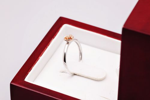 pierścionek różyczka z białego złota z diamentem na Arena.pl