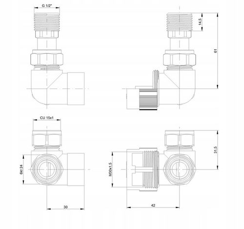 Zawór termostatyczny trójosiowy czarny All in One TULLY na Arena.pl