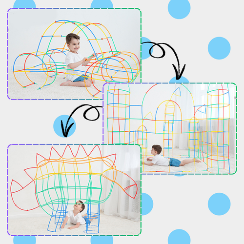 zestaw klocków konstrukcyjnych 800 elementów kreatywne słomki dla dzieci na Arena.pl