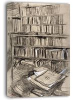Bookshelves, Study for Edmond Duranty, Edgar Degas - obraz na płótnie 50x70 cm