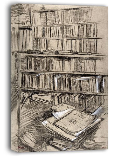 Bookshelves, Study for Edmond Duranty, Edgar Degas - obraz na płótnie 50x70 cm zdjęcie 1